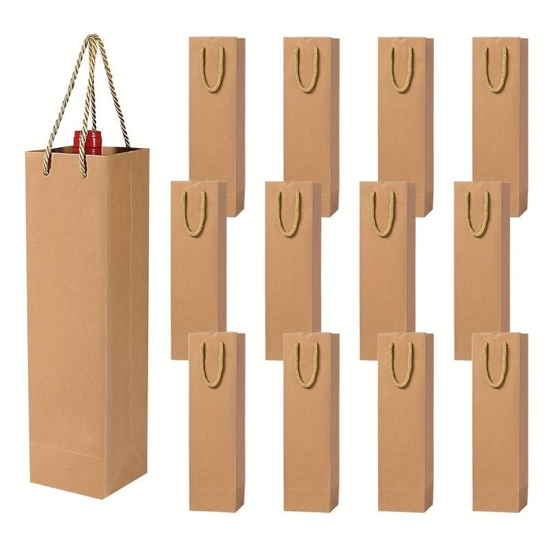 12pcs Stylish Drawstring Gift Bags for Wine and Tumblers - Party Supplies