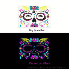 Halloween Of The Dead Fluorescent Funny Death Face Sticker Tattoo Sticker