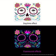 Halloween Of The Dead Fluorescent Funny Death Face Sticker Tattoo Sticker