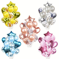 14pcs Wedding Rose Golden Love Balloon Package