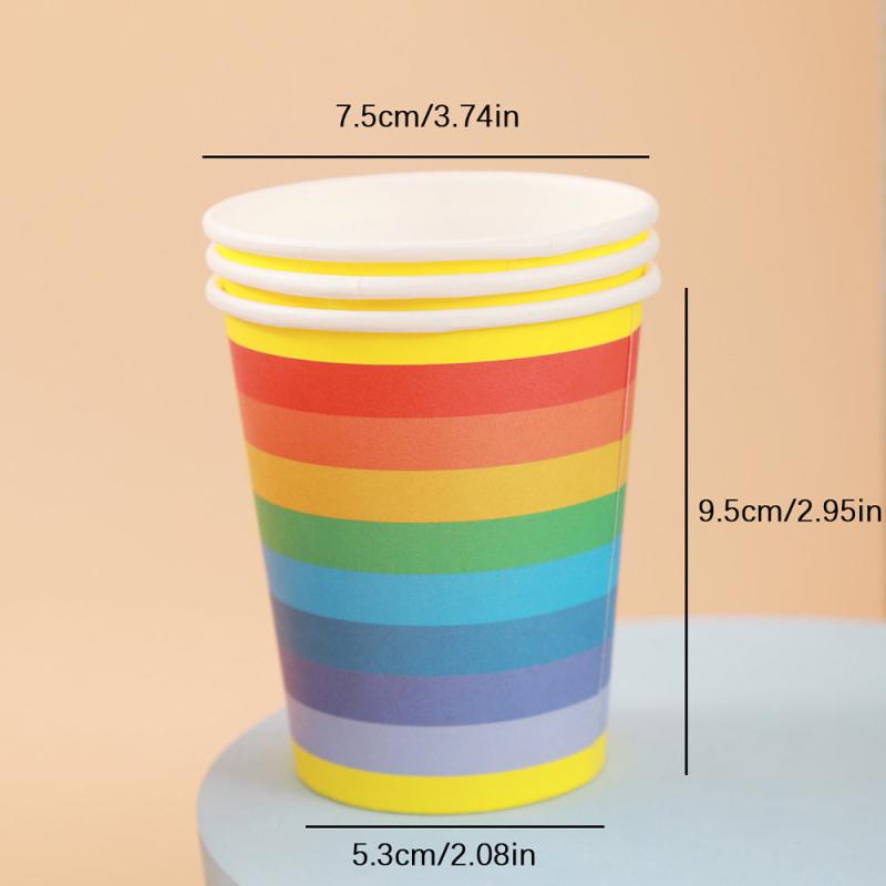 8pcs Rainbow Paper Cups Disposable Paper Cups Pride Paper Cups