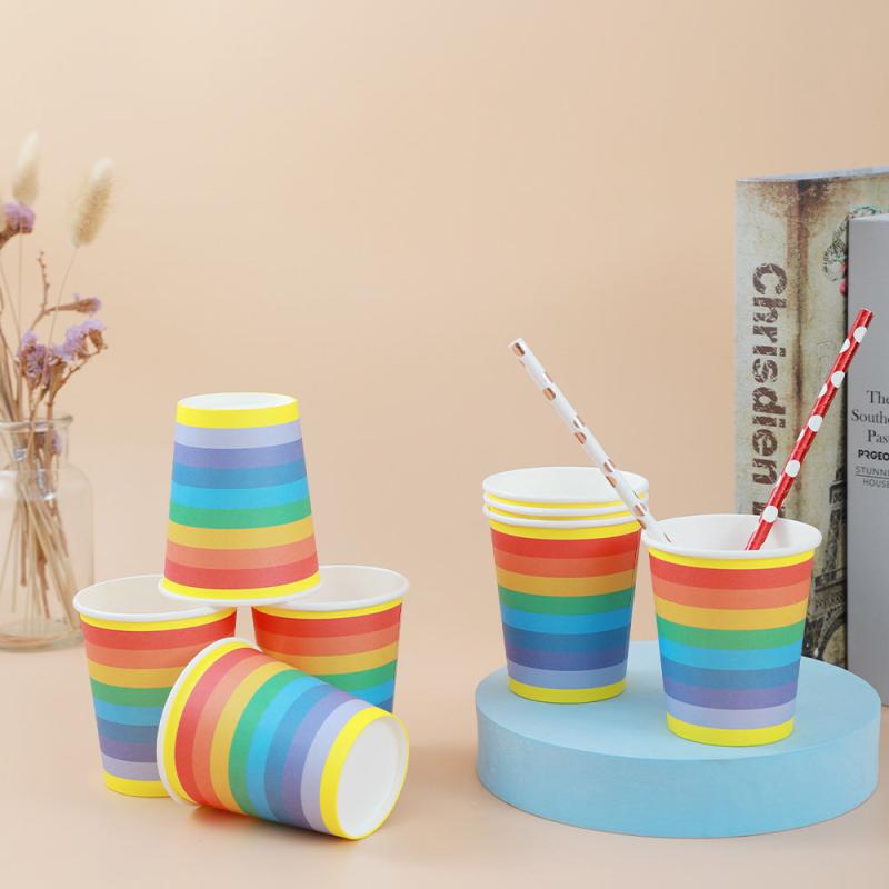 8pcs Rainbow Paper Cups Disposable Paper Cups Pride Paper Cups