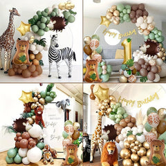 1st Birthday Decorations Jungle Party Foil Bear Animal Safari Latex Balloons
