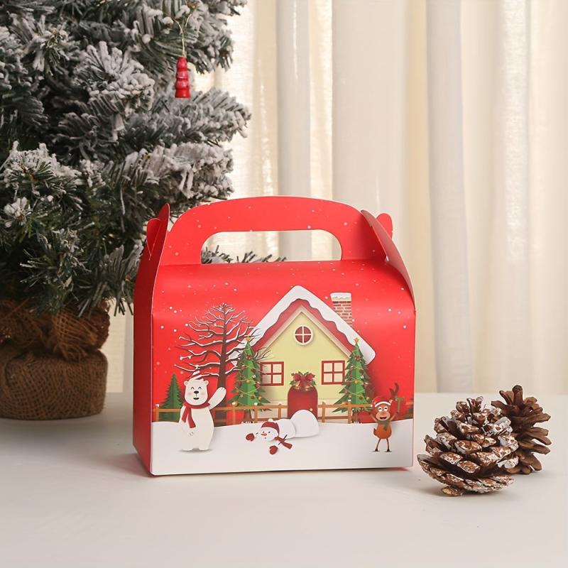 4pcs Christmas Party Candy Gift Boxes, Festive Storage Bags for Cookies, Chocola