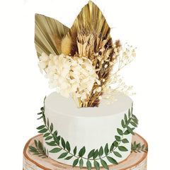 Boho Cake Topper with Palm Leaves Bunny Tail Dried Flowers