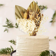 Boho Cake Topper with Palm Leaves Bunny Tail Dried Flowers