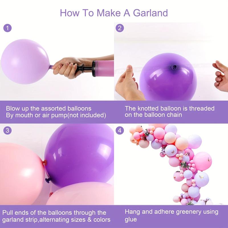 Light Pink Purple Balloon Wreath Arch Set with Butterfly Stickers