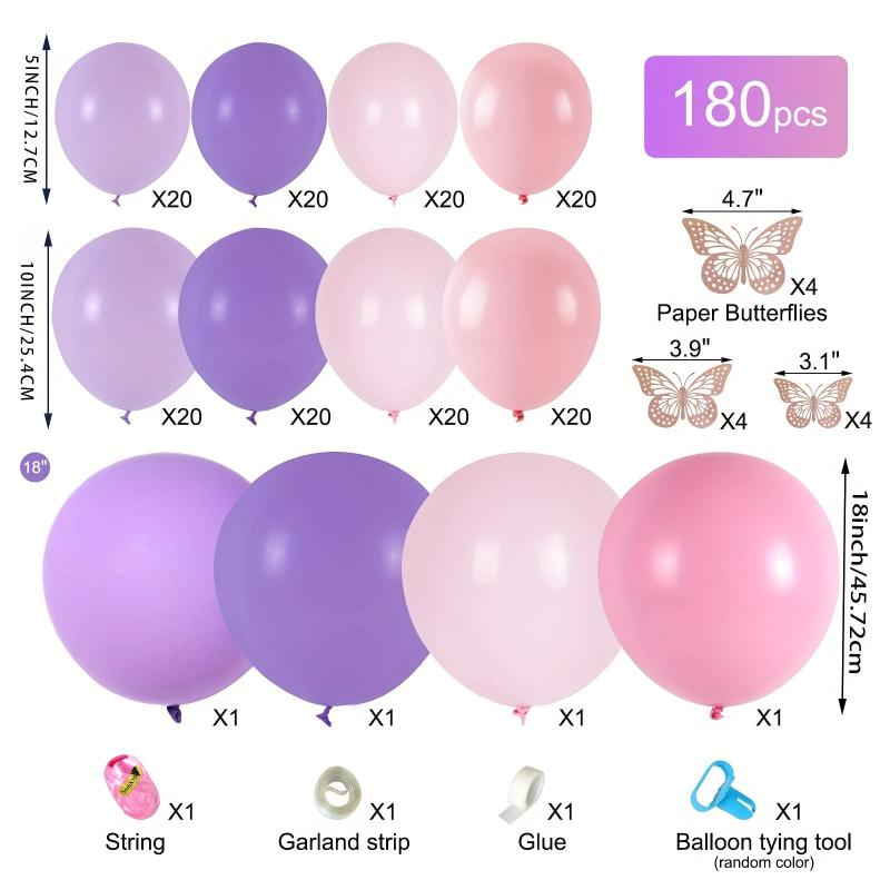 Light Pink Purple Balloon Wreath Arch Set with Butterfly Stickers