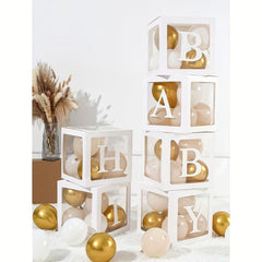 Balloon Box Decorations - 6 Boxes 52 Letters - Birthday Party Decoration
