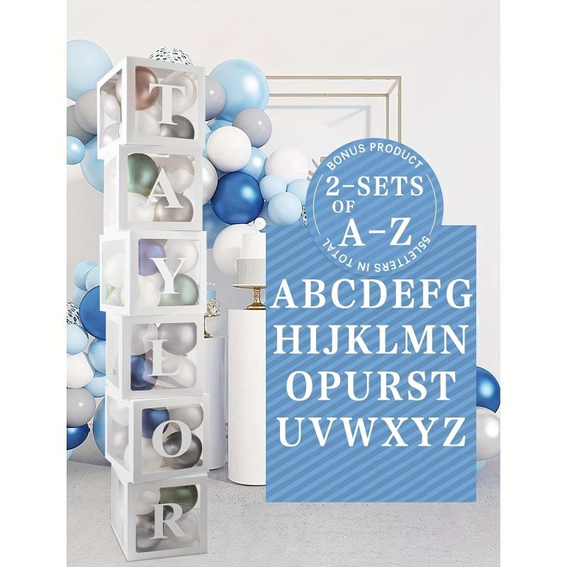 Balloon Box Decorations - 6 Boxes 52 Letters - Birthday Party Decoration