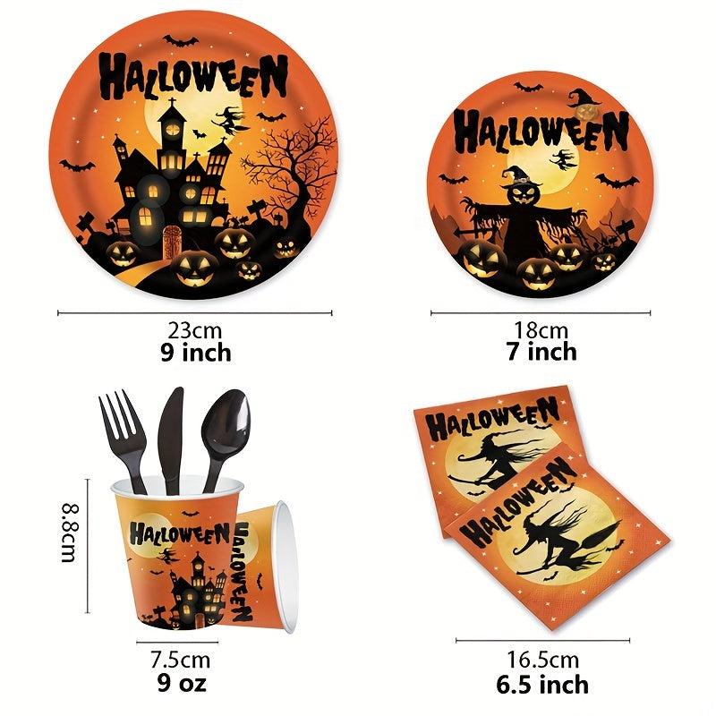 Halloween Party Supplies Set Paper Plate Cup Tissue Tableware Home Decor