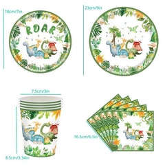 Dinosaur Themed Disposable Tableware Set for Birthday Parties