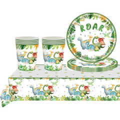 Dinosaur Themed Disposable Tableware Set for Birthday Parties