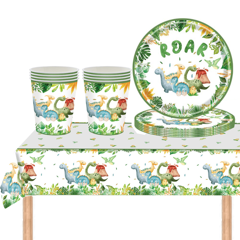 Dinosaur Themed Disposable Tableware Set for Birthday Parties