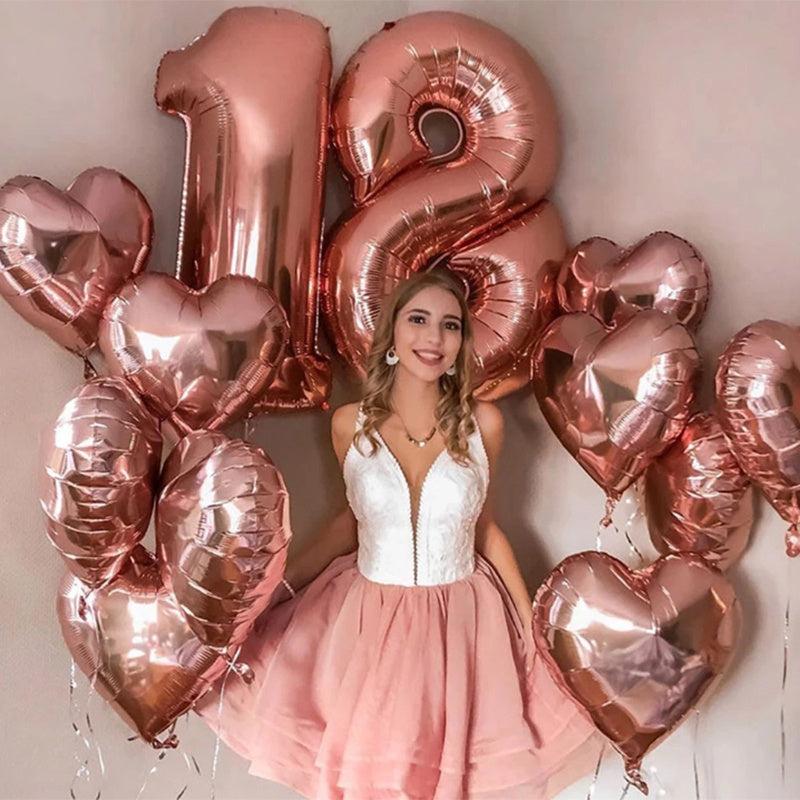 32 Inch Rose Gold Number Balloon 0-9 Birthday Anniversary Party Decoration