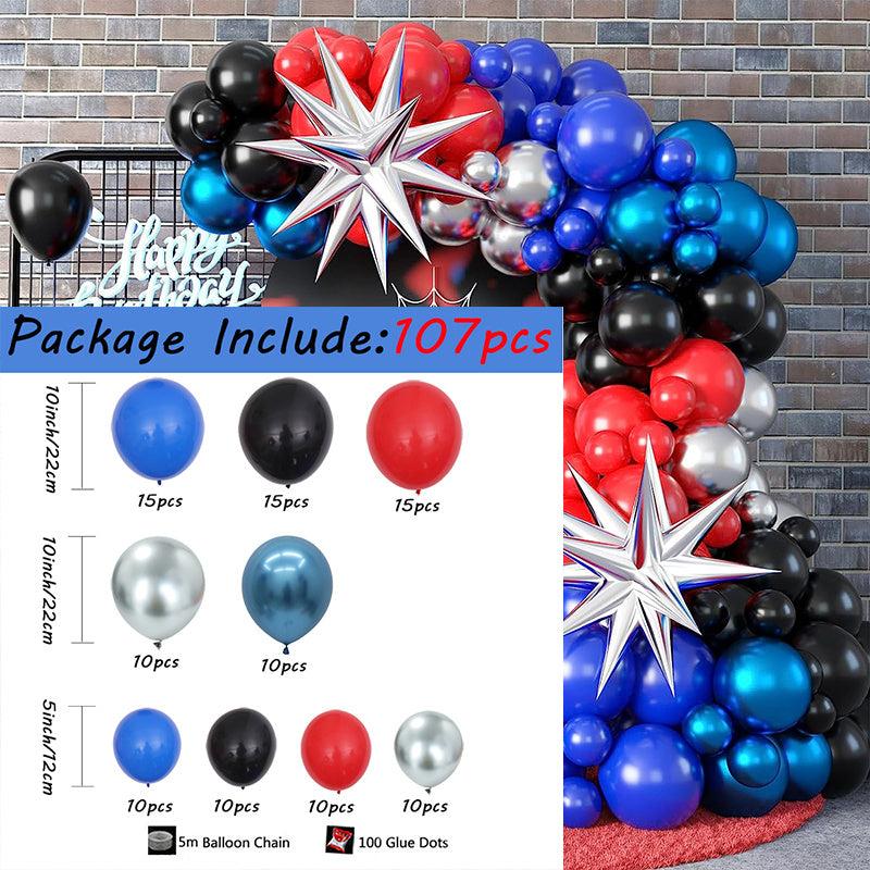 107pcs Red Spider Theme Balloon Arch Set for Boys Hero Party Decor