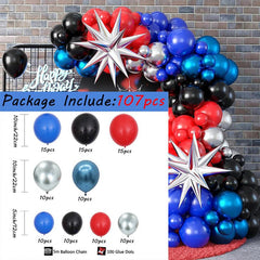 107pcs Red Spider Theme Balloon Arch Set for Boys Hero Party Decor