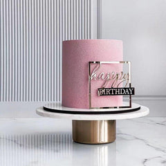 1pc Golden Happy Birthday Cake Topper Personalized Square