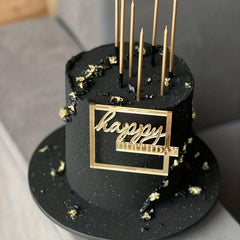 1pc Golden Happy Birthday Cake Topper Personalized Square
