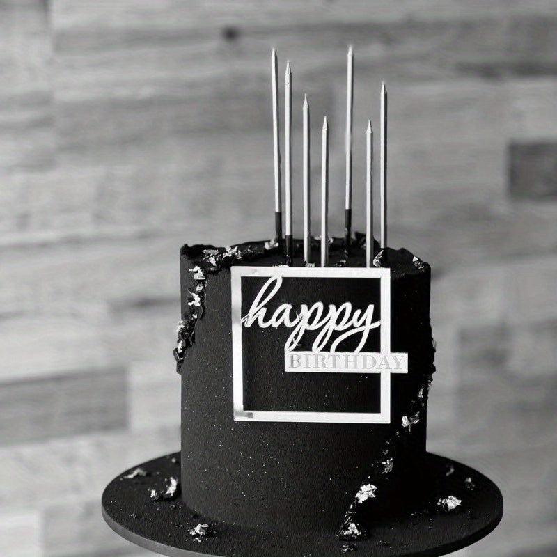 1pc Golden Happy Birthday Cake Topper Personalized Square