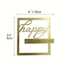 1pc Golden Happy Birthday Cake Topper Personalized Square