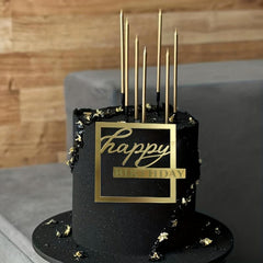 1pc Golden Happy Birthday Cake Topper Personalized Square