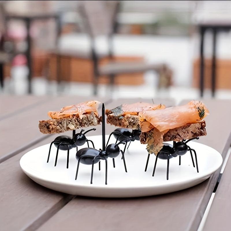 6pcs Ant Dessert Fork Fruit Toothpick Bento Box Halloween Decorations