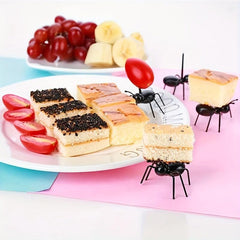 6pcs Ant Dessert Fork Fruit Toothpick Bento Box Halloween Decorations