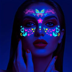 Fluorescent Face Sticker Waterproof Neon Night Light Tattoo Disposable Sticker