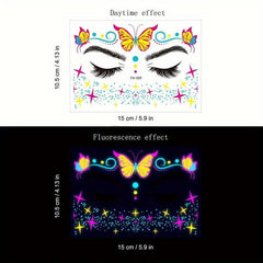 Fluorescent Face Sticker Waterproof Neon Night Light Tattoo Disposable Sticker