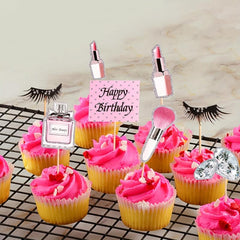 7pcs Glitter Makeup Cupcake Toppers for Party