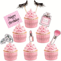 7pcs Glitter Makeup Cupcake Toppers for Party