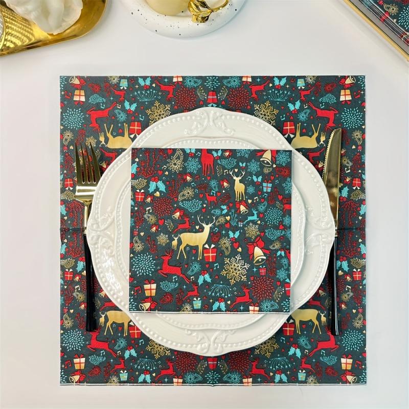 20pcs Merry Christmas Printed Paper Napkins 33.02x33.02cm Party Supplies