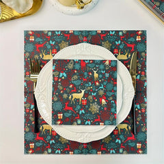 20pcs Merry Christmas Printed Paper Napkins 33.02x33.02cm Party Supplies