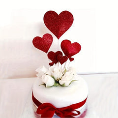 7pc Glitter Cake Toppers Heart/Star Shape Plug-In Decorations for Parties