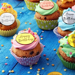 30pcs Happy Birthday Cake Topper Acrylic Cupcake Toppers for DIY Baking Decor