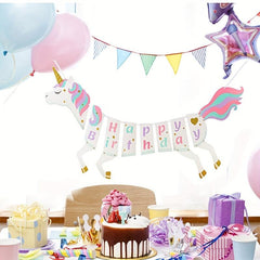 Unicorn Party Supplies Happy Birthday Flower Bunting Decoration