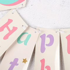 Unicorn Party Supplies Happy Birthday Flower Bunting Decoration