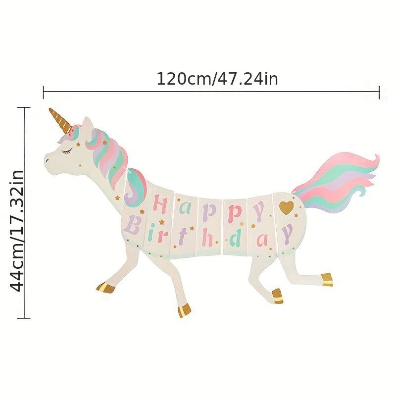 Unicorn Party Supplies Happy Birthday Flower Bunting Decoration