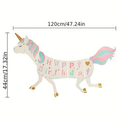 Unicorn Party Supplies Happy Birthday Flower Bunting Decoration