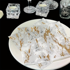16pcs Marble Bronzing Napkins Wedding Party Decoration Paper Towel 33x33cm