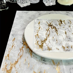 16pcs Marble Bronzing Napkins Wedding Party Decoration Paper Towel 33x33cm