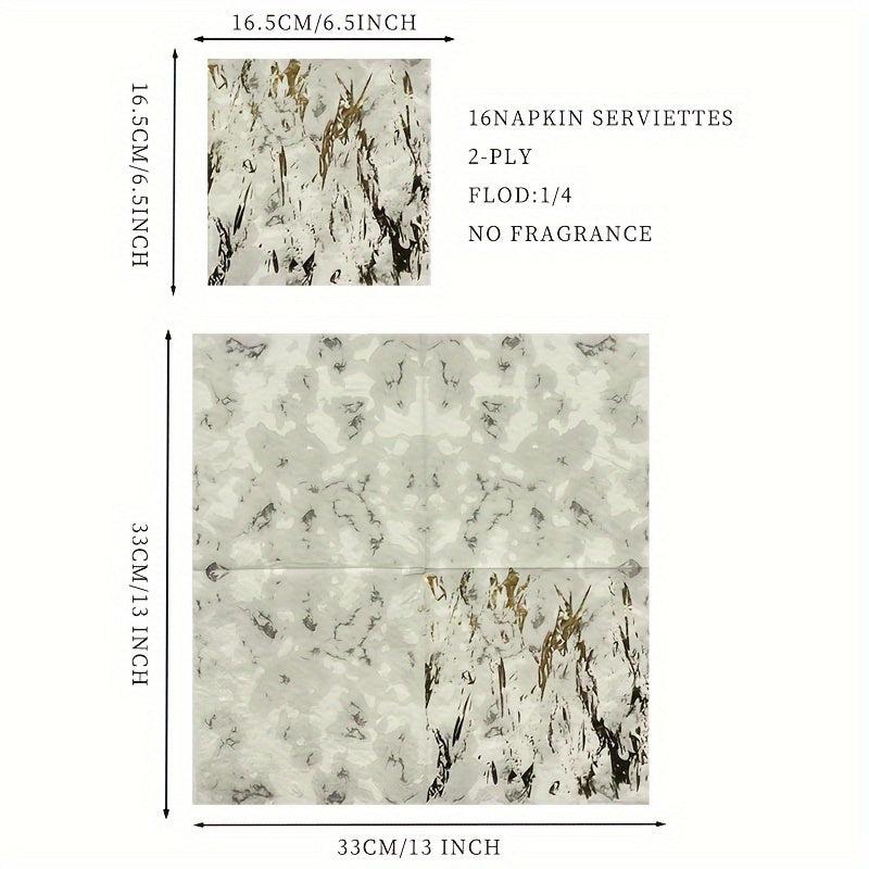 16pcs Marble Bronzing Napkins Wedding Party Decoration Paper Towel 33x33cm