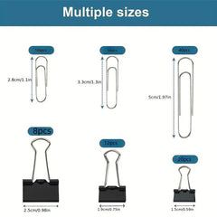 Binder Paper Clips 230pcs Binders Silvery Paper Clips Set For Office
