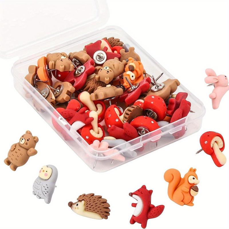 30 Pcs Animal Push Pins for Photos Wall Cork Boards - Home Office Decoration