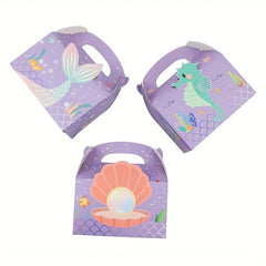 10pcs Mermaid Candy Carrying Box, Gift Biscuit Packaging, Party Supplies