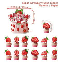 Strawberry Theme Birthday Party Decoration Set