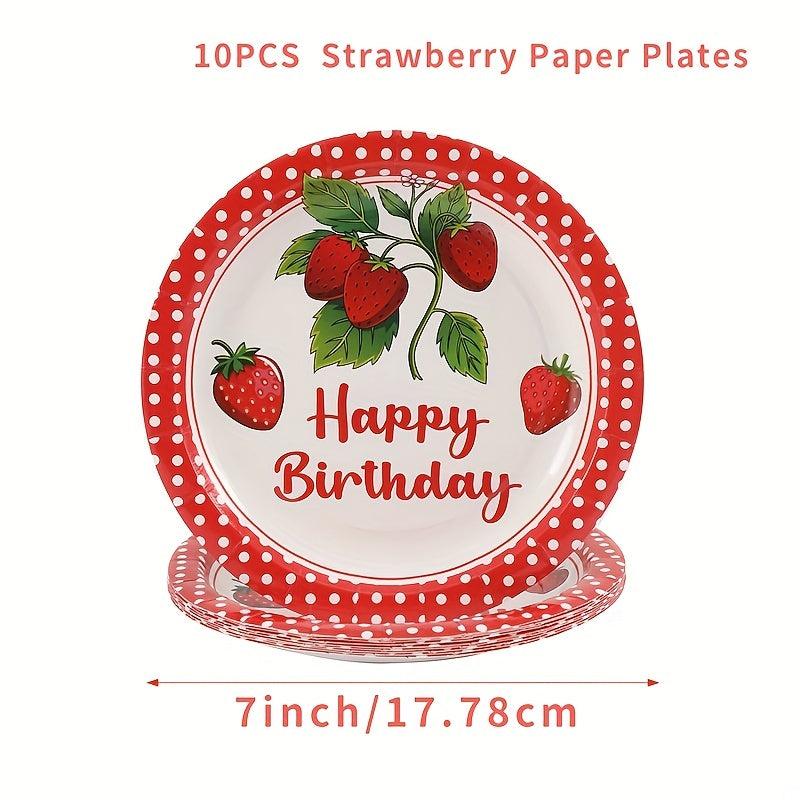 Strawberry Theme Birthday Party Decoration Set