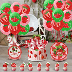 Strawberry Theme Birthday Party Decoration Set