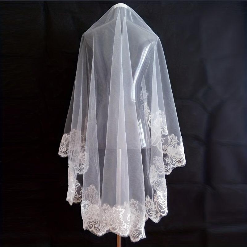 Lace Bridal Veil 4 9ft Long Elegant for Weddings Bachelorette Parties